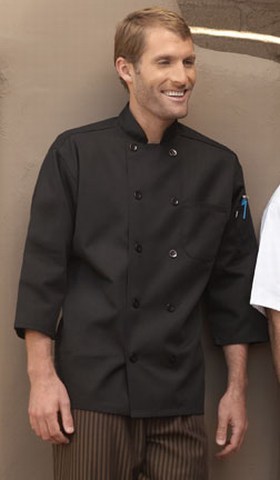 3/4-Sleeve Chef Coat - Black 
