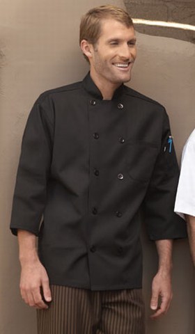 3/4-Sleeve Chef Coat - Black 