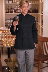 Ladies Sedona Chef Coat w/Knotted Buttons - Black 