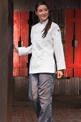 Ladies Sedona Chef Coat w/Knotted Buttons - White 